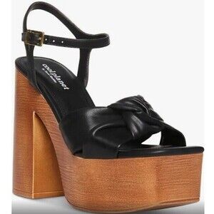 Cool Planet by Steve Madden Black Wooden Heeled 2”Platform, 9.5 M